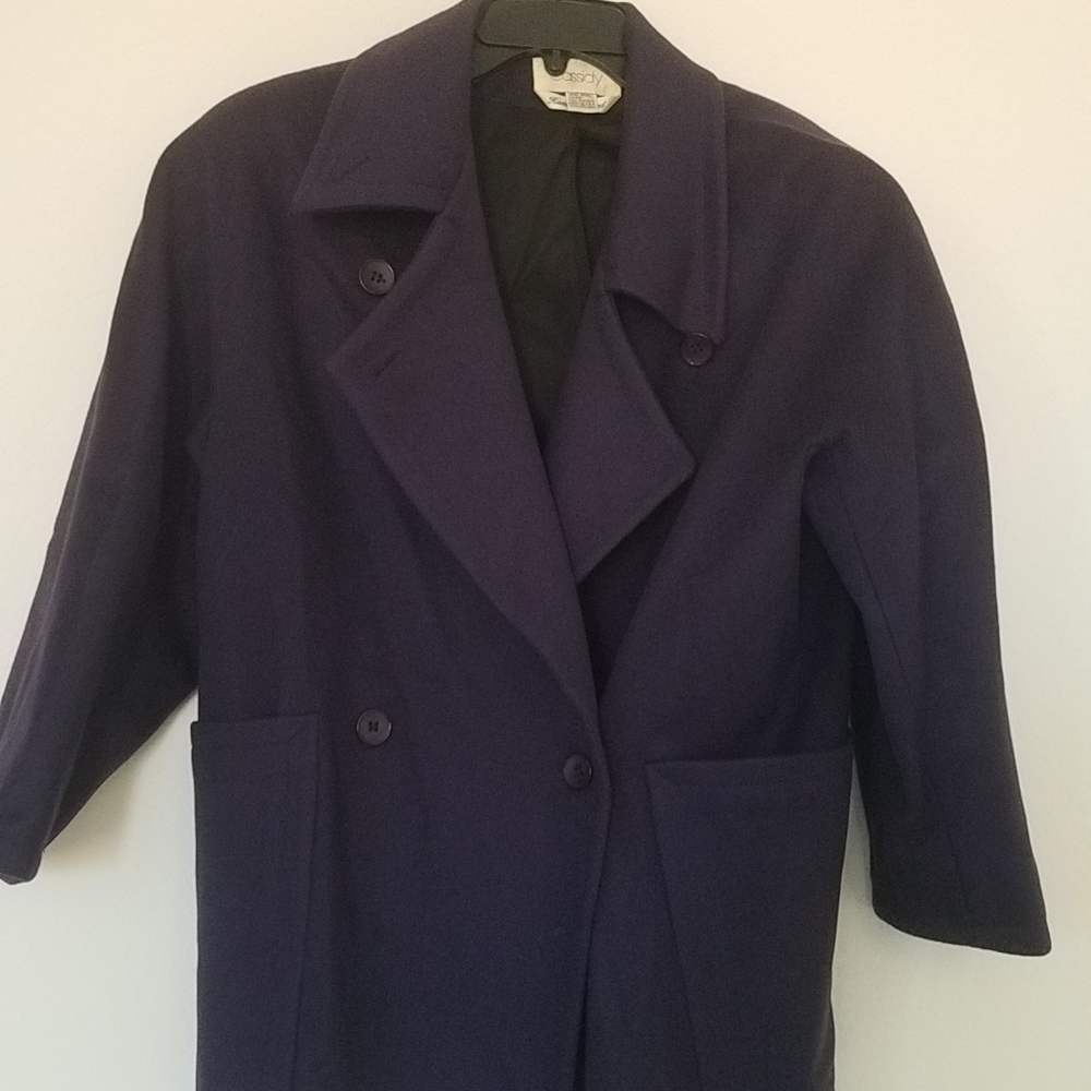 Vintage 80s Wool Overcoat. Royal Purple Coat. oversized 4 but fits 16-18!